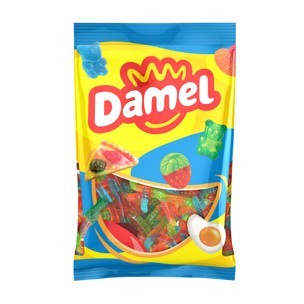 Damel gekleurde snoep wormen